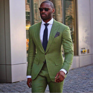 Foreign trade green for business casual suit men's two-piece suit groom