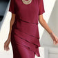 Women's Chiffon Patchwork Round Neck Short Sleeve Dress