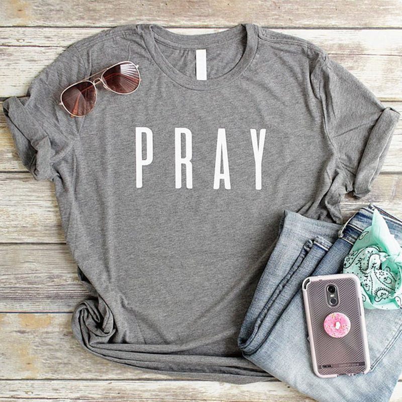 Pray Christian T-shirts Fashion Clothing Women's T-shirt Tops