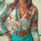 Women's Printed Long Sleeve Stand Collar Shirt