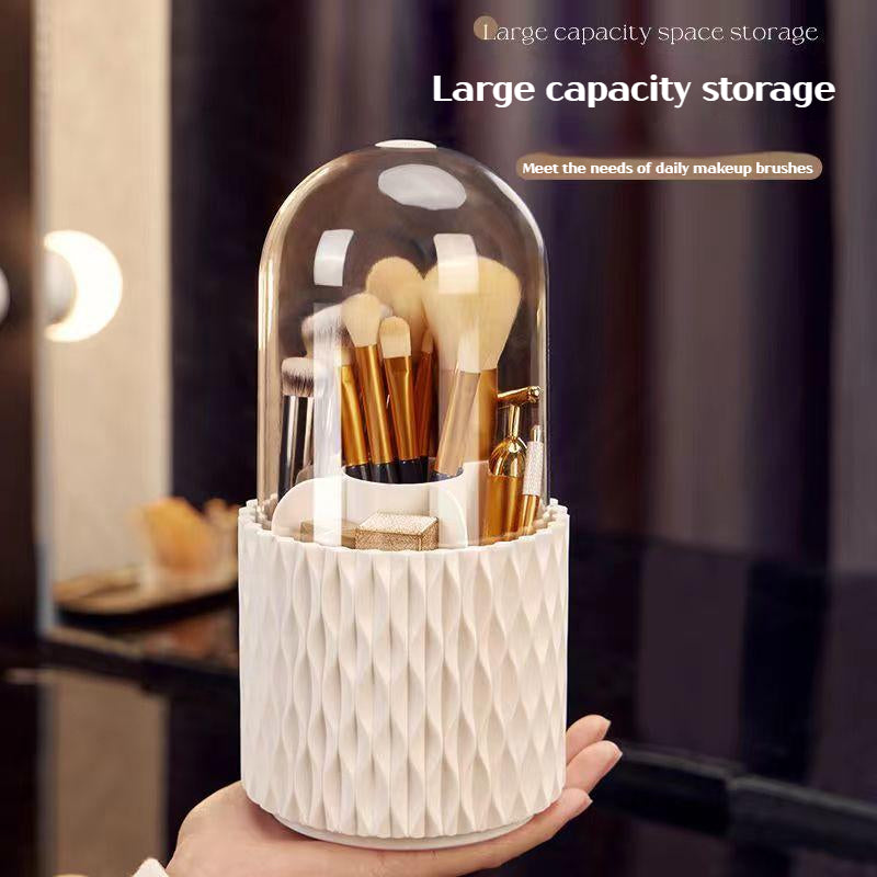 Transparent 360 Degree Rotating Makeup Brush Storage Box Large Capacity Pen Holder Acrylic Dust with Lid Desktop Cosmetic Storage Box