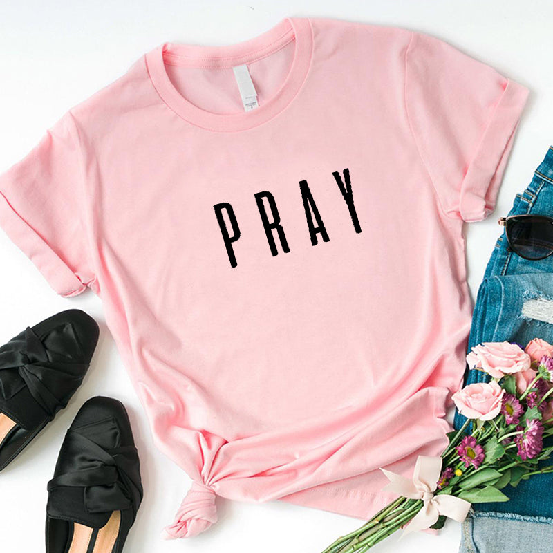 Pray Christian T-shirts Fashion Clothing Women's T-shirt Tops