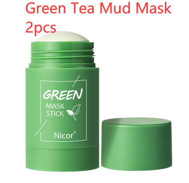 Masque nettoyant au thé vert, bâton d'argile, contrôle de l'huile, Anti-acné, masque aux algues blanchissant, peau de voiture