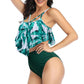 Nouveau Style maillot de bain Double couche feuille de Lotus forêt tropicale taille haute maillot de bain fendu