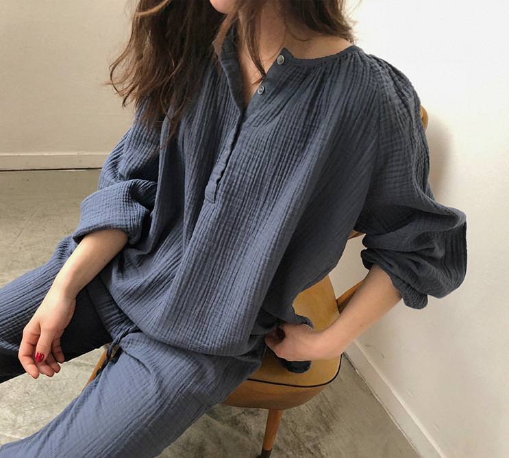 Loose and comfortable round neck pajamas suit