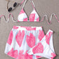 Women's Three-Piece Adjustable Strappy Bikini Swimsuit