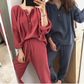 Loose and comfortable round neck pajamas suit