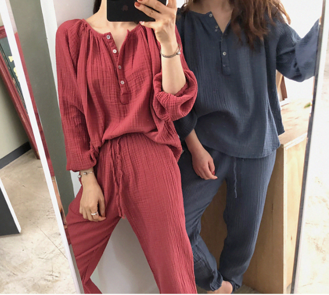 Loose and comfortable round neck pajamas suit