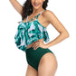 New Style Double Layer Swimsuit Lotus Leaf Rainforest High Waist Split Swimsuit