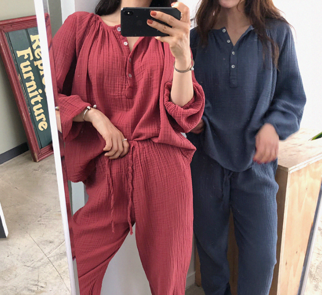 Loose and comfortable round neck pajamas suit