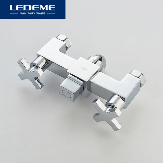 LEDEME Chrome Finish Bathroom Faucet New Wall Mounted Waterfall Bathroom Bathtub Hand Shower Faucet Mixer Tap L2584