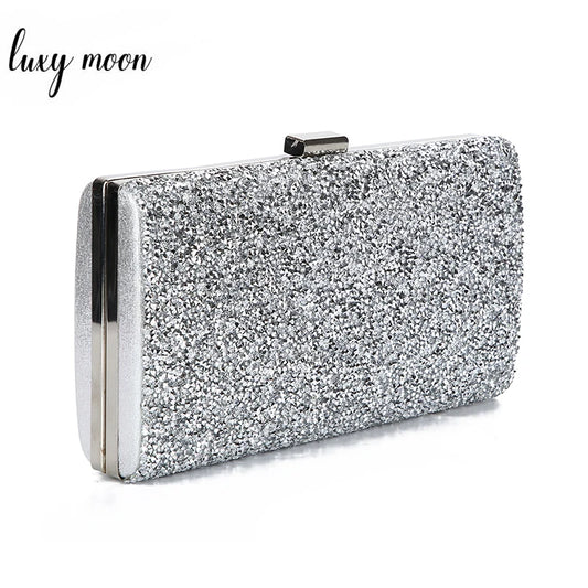 Women Evening Clutch Diamond Sequin Clutch Purse and Handbag for Party Banquet Black Gold Silver Two Chain Shoulder Bag