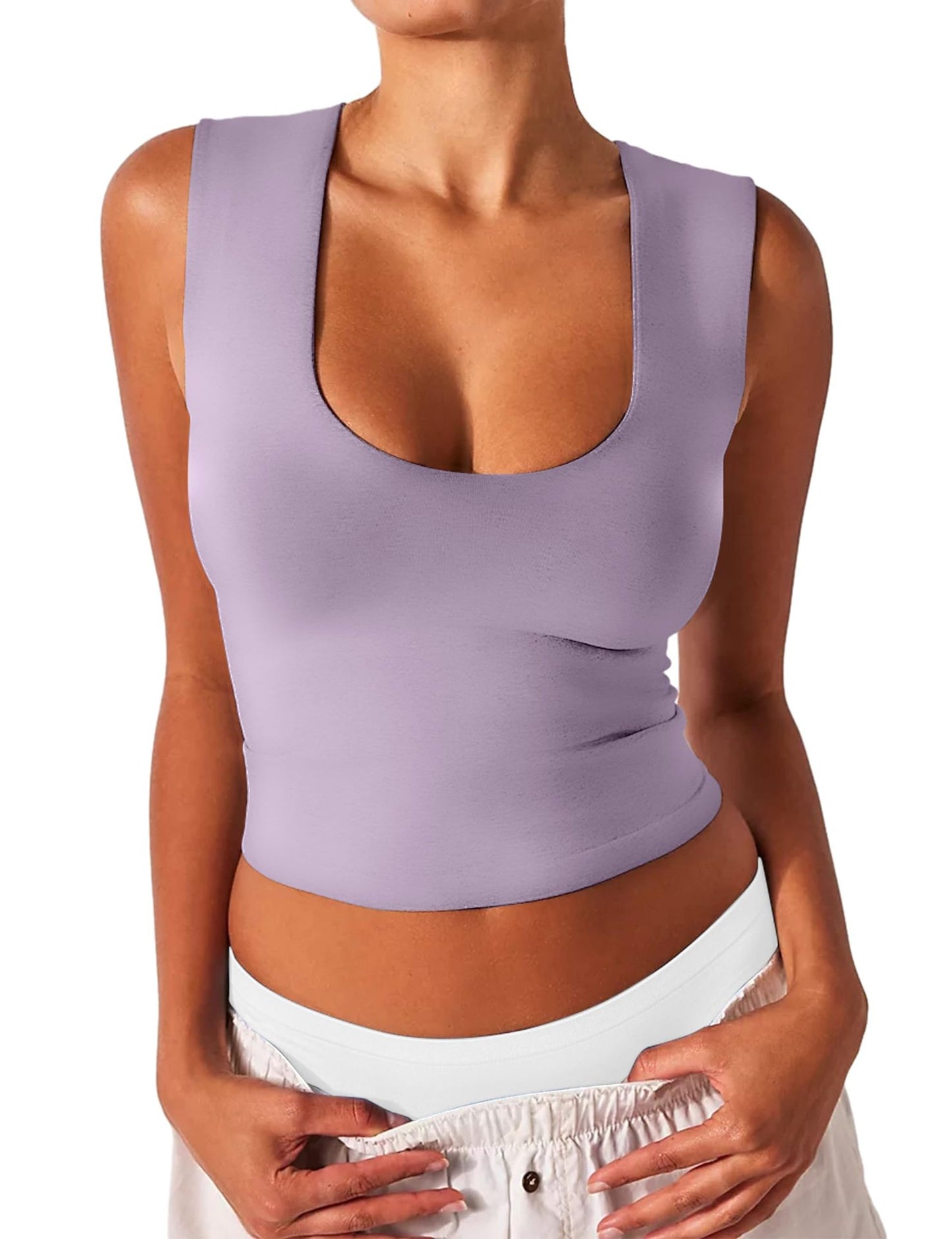 Women's Slim Fit Sleeveless U-Neck Tank Top