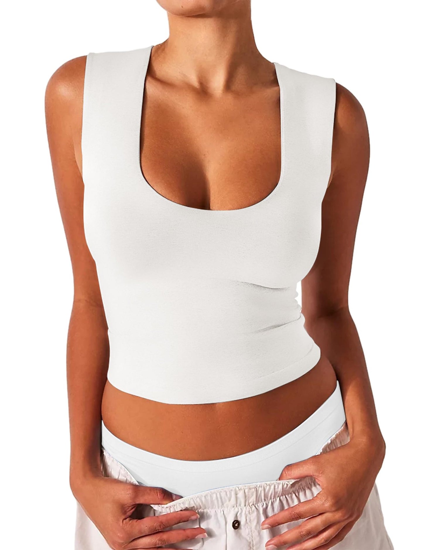 Women's Slim Fit Sleeveless U-Neck Tank Top