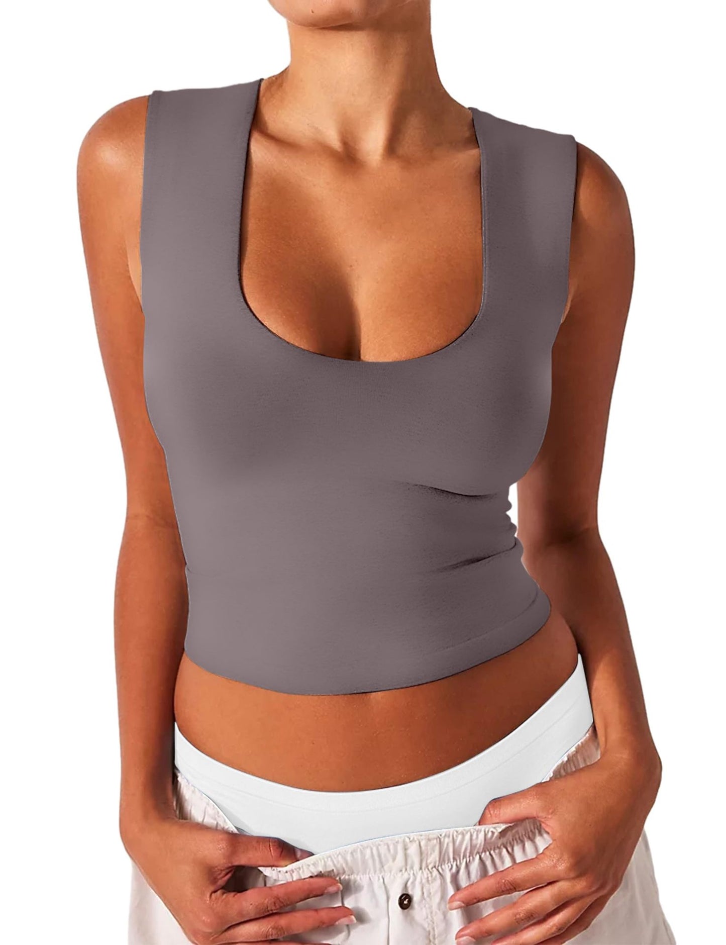 Women's Slim Fit Sleeveless U-Neck Tank Top