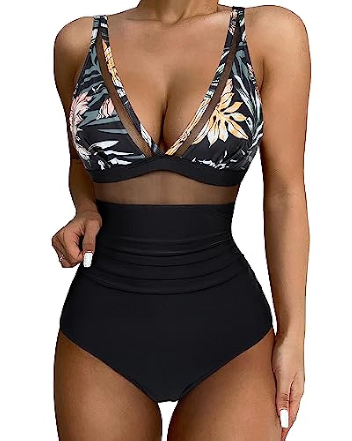 Maillot de bain une pièce taille haute pour femme