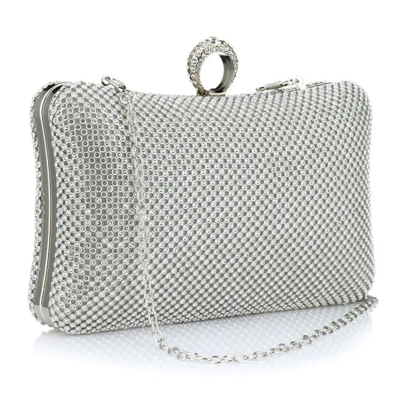 Evening Clutch Bag for Women, Evening Clutch Bag, Handbag with Chain, Mobile Phone Wallet, Lipstick, Wedding Clutch, Silver