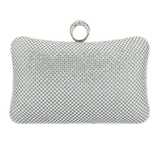 Evening Clutch Bag for Women, Evening Clutch Bag, Handbag with Chain, Mobile Phone Wallet, Lipstick, Wedding Clutch, Silver