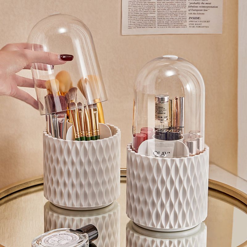 Transparent 360 Degree Rotating Makeup Brush Storage Box Large Capacity Pen Holder Acrylic Dust with Lid Desktop Cosmetic Storage Box