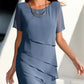 Women's Chiffon Patchwork Round Neck Short Sleeve Dress