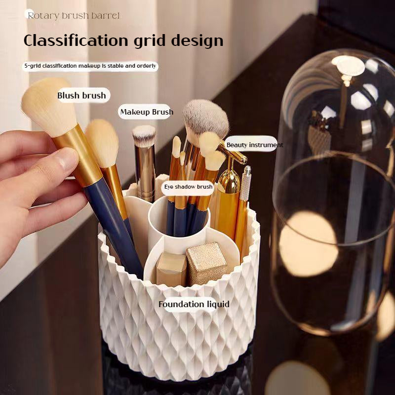 Transparent 360 Degree Rotating Makeup Brush Storage Box Large Capacity Pen Holder Acrylic Dust with Lid Desktop Cosmetic Storage Box