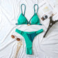 Solid Color Double-layer Fabric Split Swimsuit