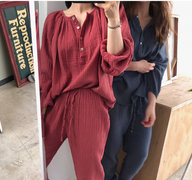 Loose and comfortable round neck pajamas suit