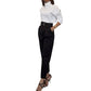 Fashion High Neck Oblique Shoulder Tops Blouse and Pants Women